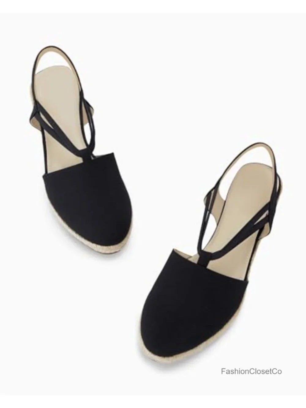 Women's Platform Wedge Espadrille Sandals Slingback Slip On Closed Toe Shoes